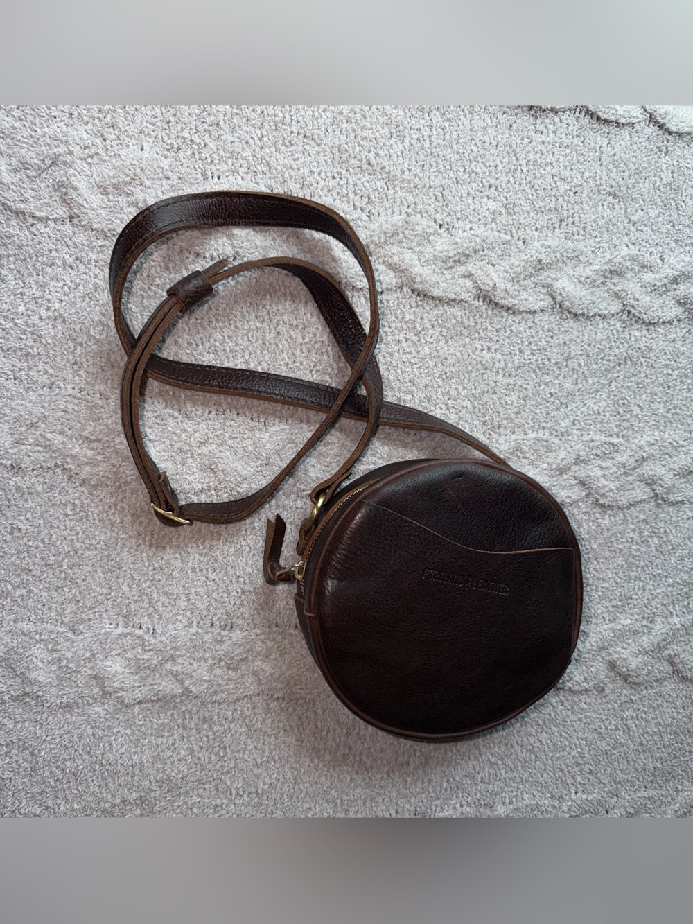 Portland Leather Goods Small Circle Crossbody Bag Leather Brown Boho Western